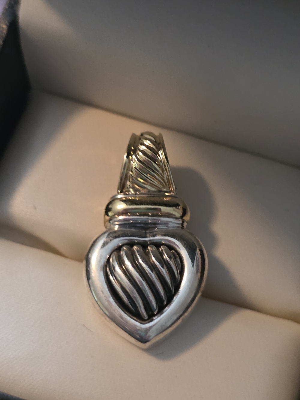 David Yurman Two-Tone Heart Pendant Necklace - Silver and Gold